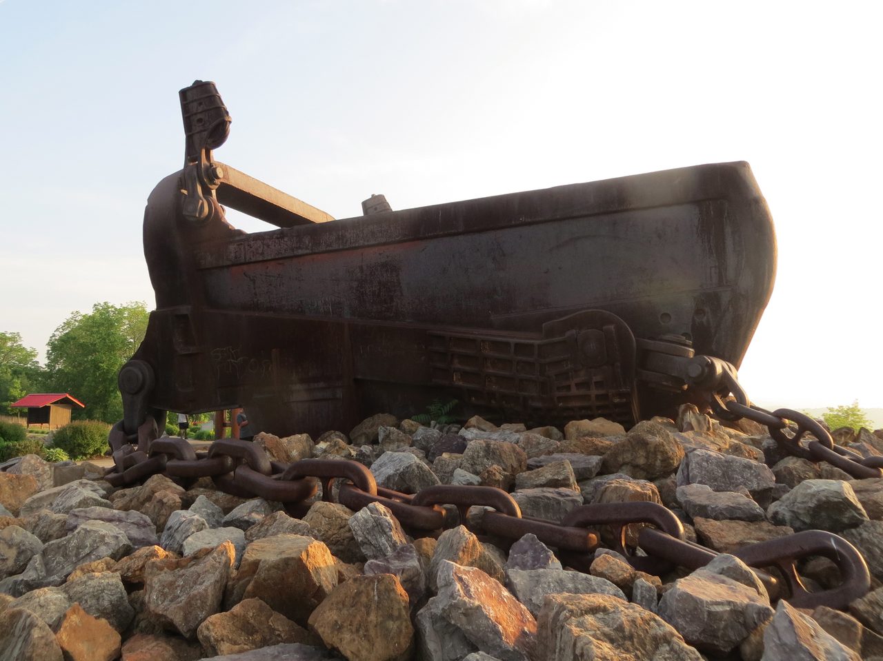 Big Muskie's bucket — the only piece of the machine that survives, preserved as a monument in Ohio.